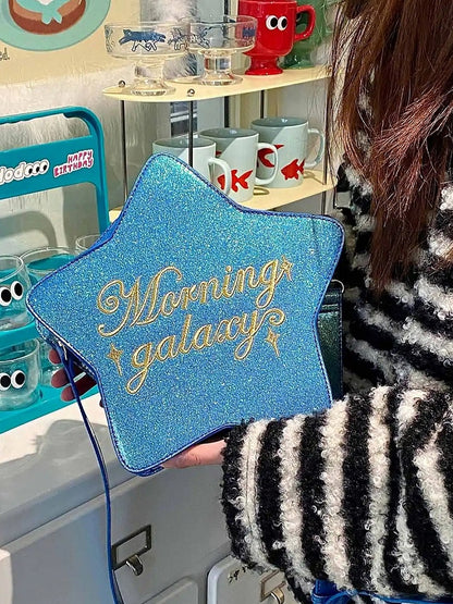 Dark Blue PU Star-shaped Ita Bag Set with Detachable Badge Charm