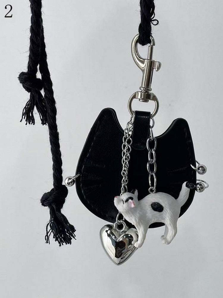 2 Options Black Cat And Heart Pendant Necklace