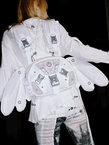 White Angel Mech Bag with Detachable Wings & Convertible Strap
