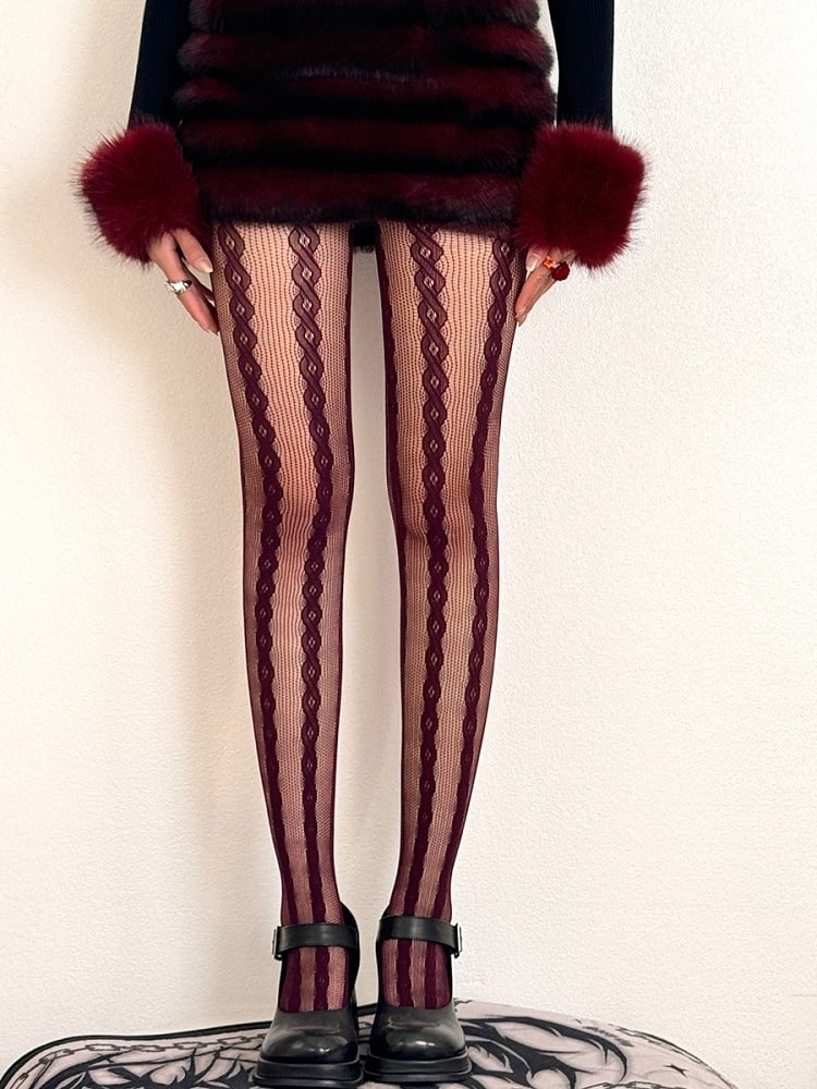 Brown/Purple/Black/White/Gray Y2K Semi-sheer Tights