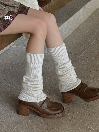7 Options Y2K Ribbed Trim Knitted Leg Warmers