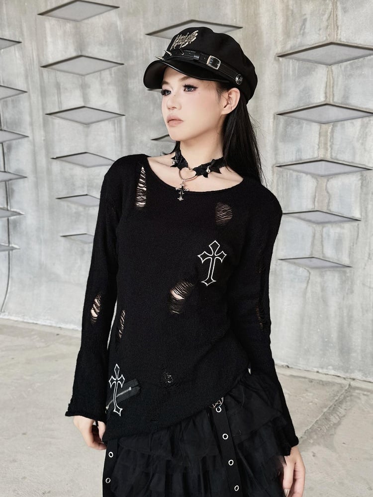 Black Punk Beret with Studs and Letters