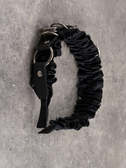 Black Gothic Buckle And Pin Decorated Ruffled KC