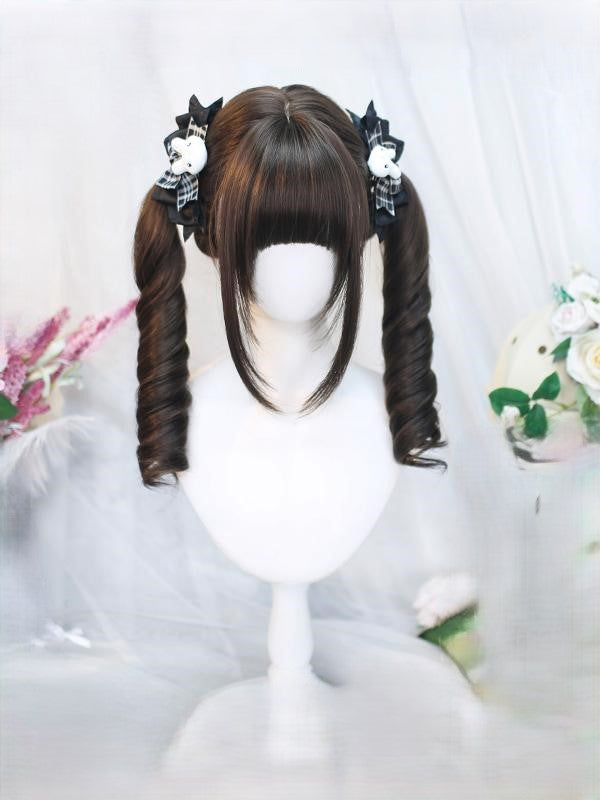 Dark Brown 55-60CM Medium Curly Wig With Bangs