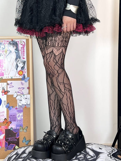 Black Hollow-out Design Cut-out Details Tights