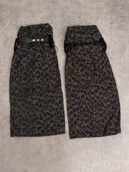 Y2K Black and Gray Leopard Leg Warmers