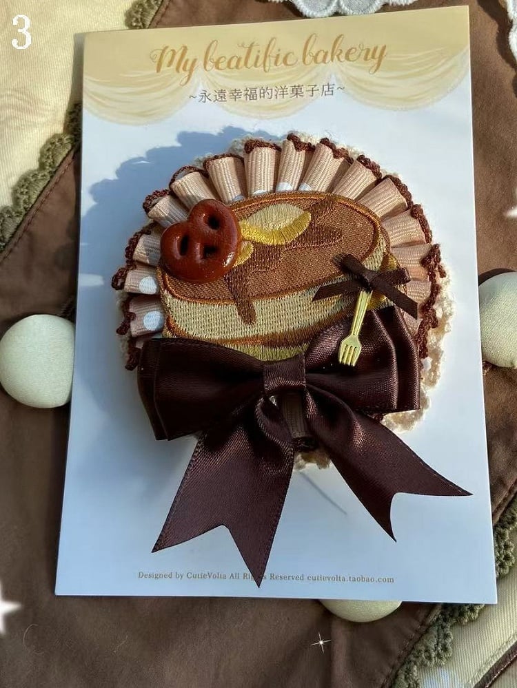 5 Options Bowknot Decorated Ruffled Cookie/Cake Brooch/Hairclip