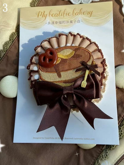 5 Options Bowknot Decorated Ruffled Cookie/Cake Brooch/Hairclip