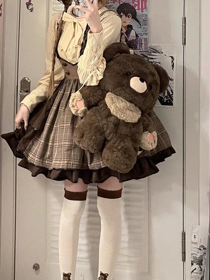 Chocolate Brown 35cm/50cm Plush Bear Backpack Detachable Shoulder Straps