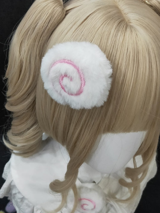 White&Pink Plush Hairclip
