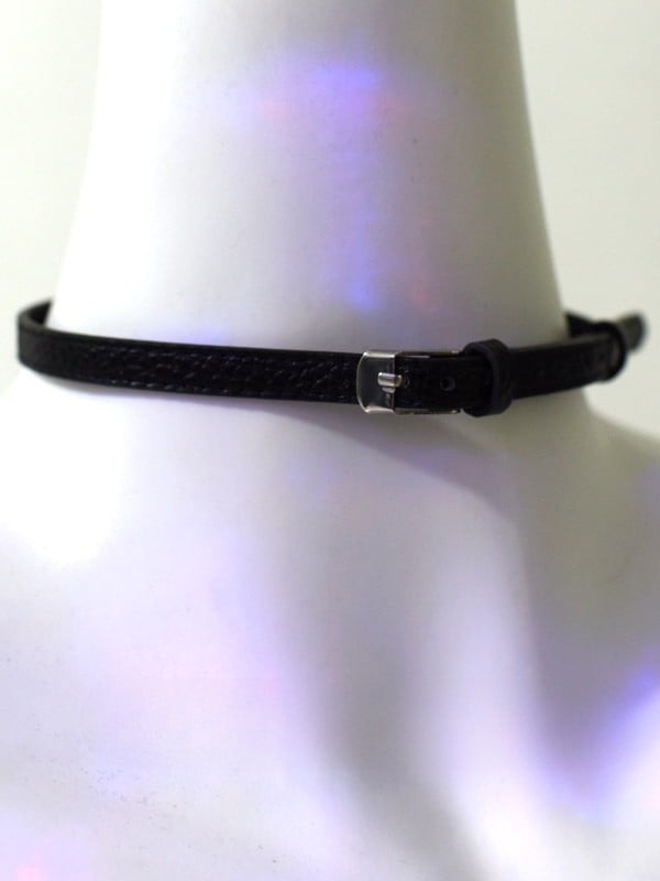 Black Cyberpunk Buckle Choker + Cross Charm Necklace