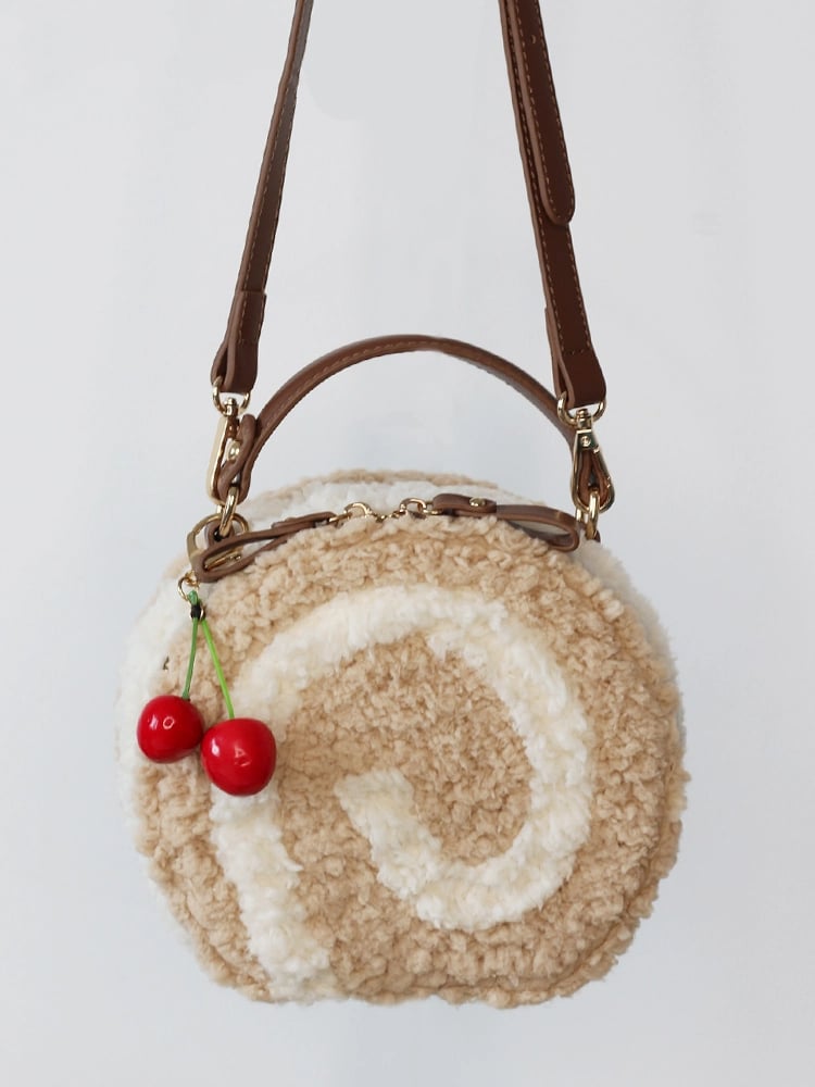 Kawaii Plush Light Brown Round Shoulder Bag - Sweet Lolita Dessert Style