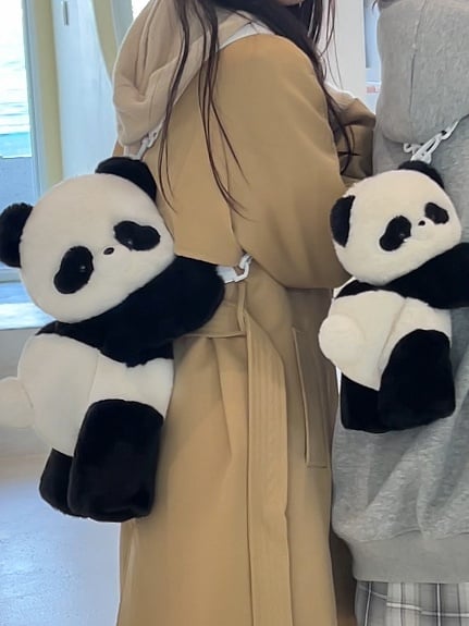 Black And White Cute Panda Plush Backpack Crossbody Bag Small/Middle/Large Size