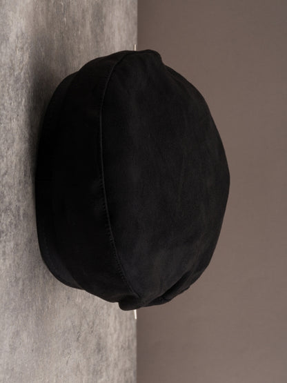 Black Gothic Studs Details Ruffled Trim Beret Hat