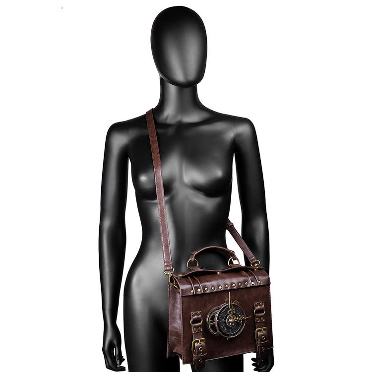 Steampunk Gears Decorated Coffee Crossbody Shoulder Bag