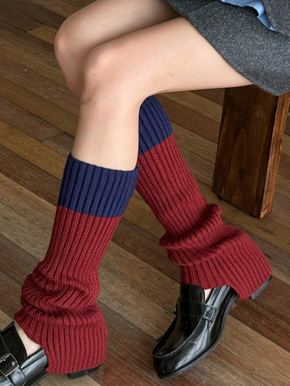 White/Khaki/Dark Blue/Dark Grey/Dark Red/Coffee Knitted Leg Warmers