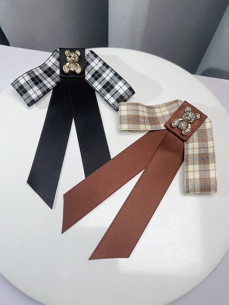 8 Options Preppy Style Rhinestone Decorated Bear Design Bow Tie