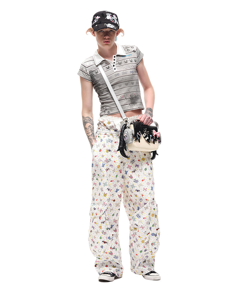 Black Headphone Girl PU Crossbody Tote Bag