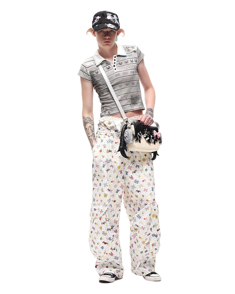 Black Headphone Girl PU Crossbody Tote Bag