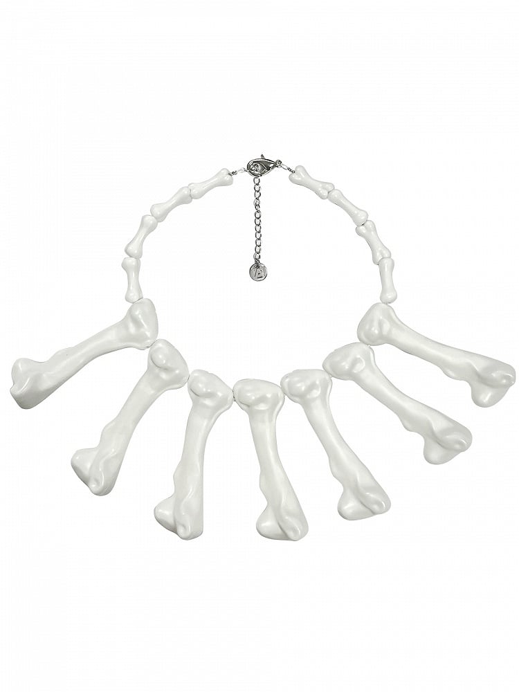 Halloween White Gothic Punk Bones Necklace