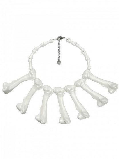 Halloween White Gothic Punk Bones Necklace