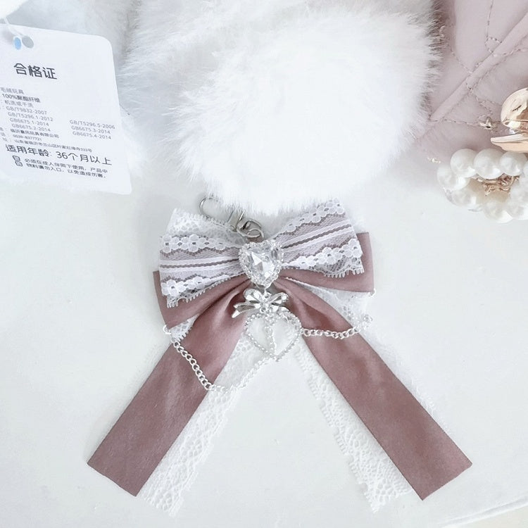 5 Colors Jirai Kei Heart Rhinestone Chains Decorated Bowknot Charm