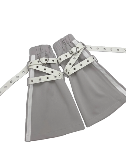 Jirai Kei Gray Detachable Buckle Strap Flared Leg Warmers