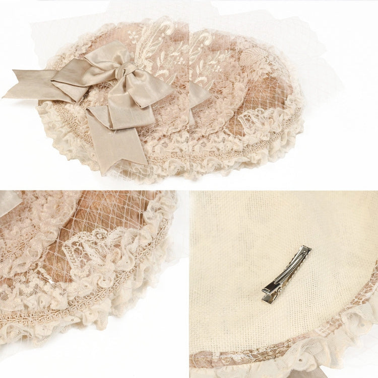 Apricot Bow Accent Vintage Mini Flat Hat