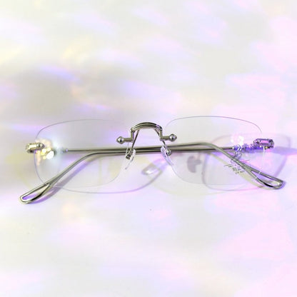 Silver Cyberpunk Rimless Glasses