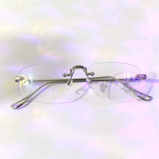Silver Cyberpunk Rimless Glasses