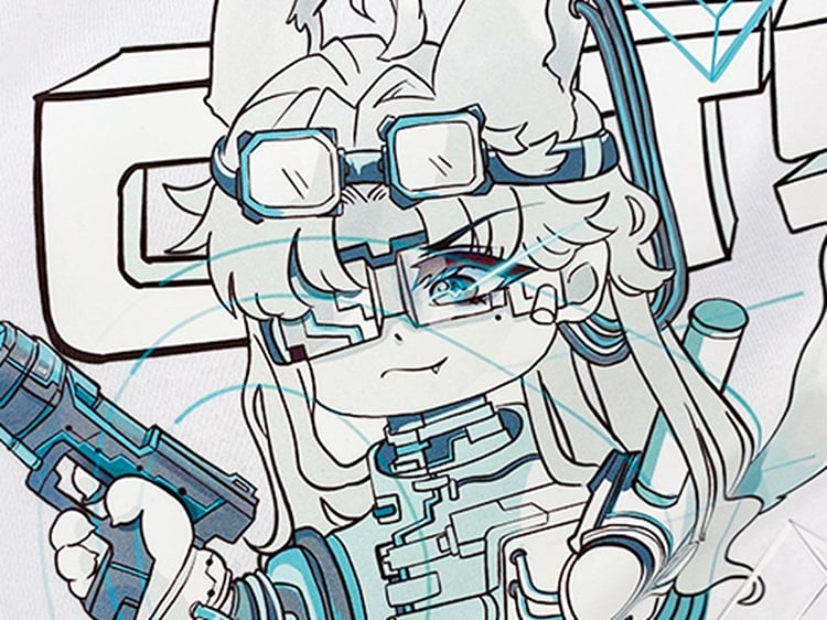 Black/White Round Neck Cyberpunk T-shirt