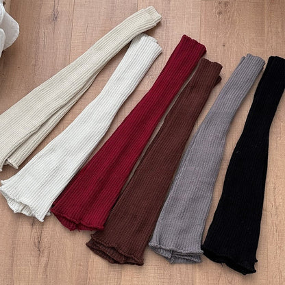 Off-white/Apricot/Red/Coffee/Dusty Purple/Black Knitted Leg Warmers