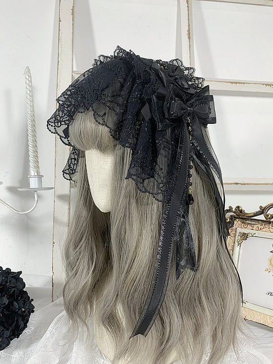 Black/Black and Blue Gothic Elegant Hairband Bead Details