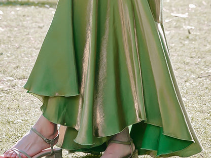 Green Floral Mermaid Skirt Flounce Hem Summer Cami Dress