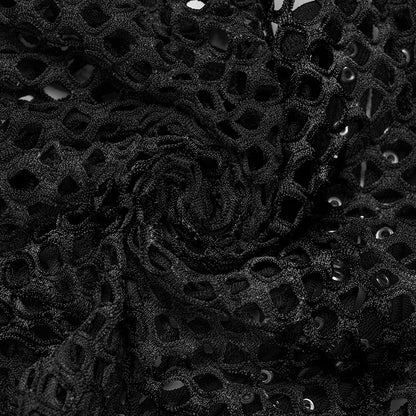 Black Punk Tie-dyed Mesh Long Sleeve T-shirt