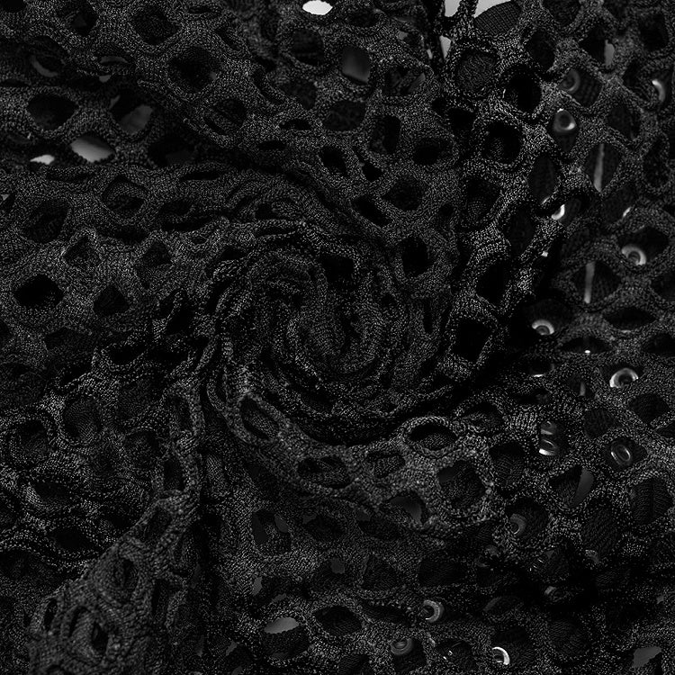 Black Punk Tie-dyed Mesh Long Sleeve T-shirt