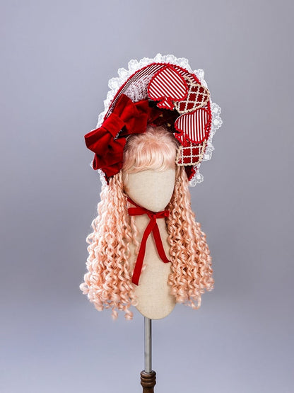 Red Queen Red Bow Accents Boned Corset Top + Tiered Skirt Gorgeous Hime Lolita Full Set