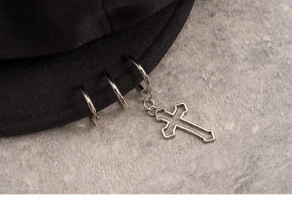 Cross Charm Black Gothic Beret
