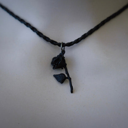 Gothic Black Handmade Rosette Necklace