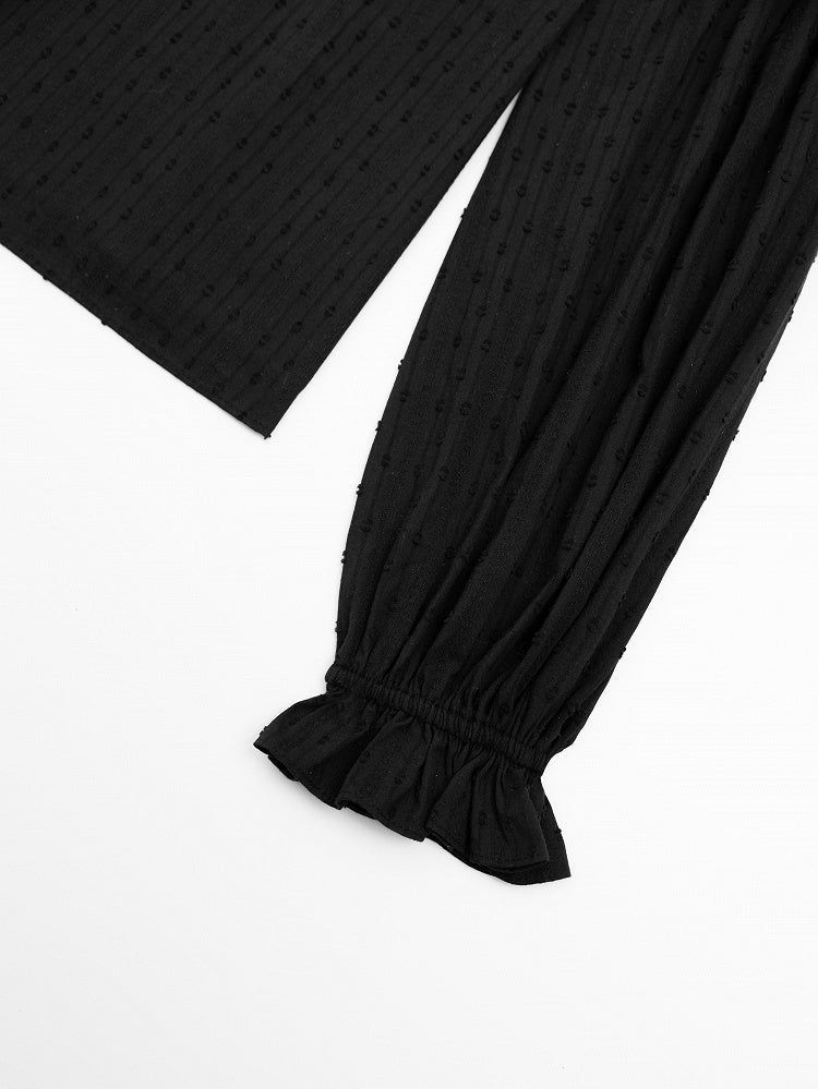 Plus Sizes Available Black Ruffle Trim Peter Pan Collar Sweet Lolita Blouse