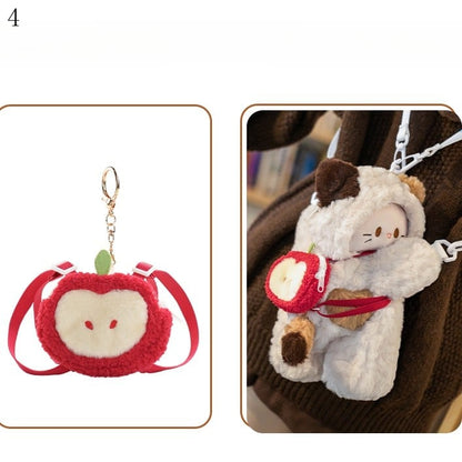 White Kitty-shaped Plush Backpack/Crossbody Bag + 4 Options Keychain Small/Middle/Large Size