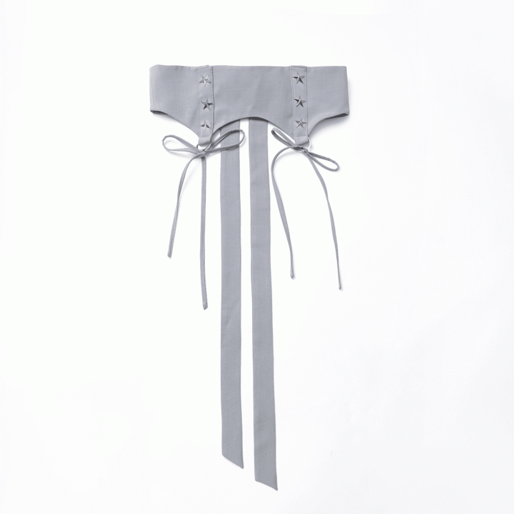 Dusty Blue/Black Star Stud Details Corset Belt