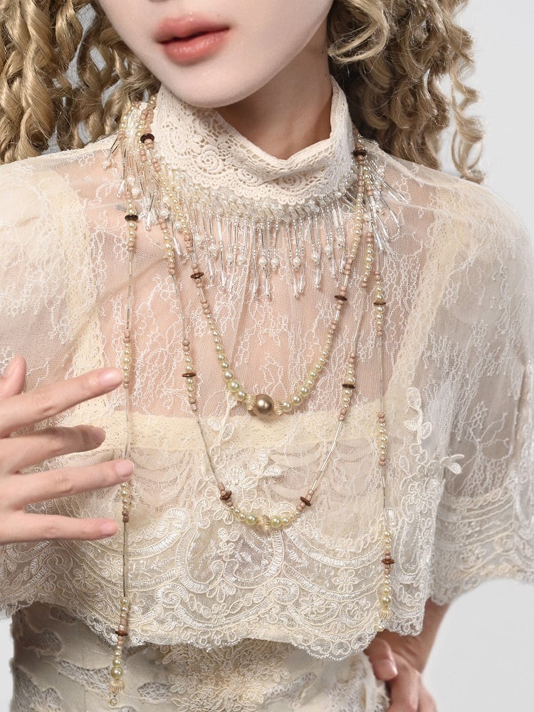 Romantic Goth Layered Beaded Necklace