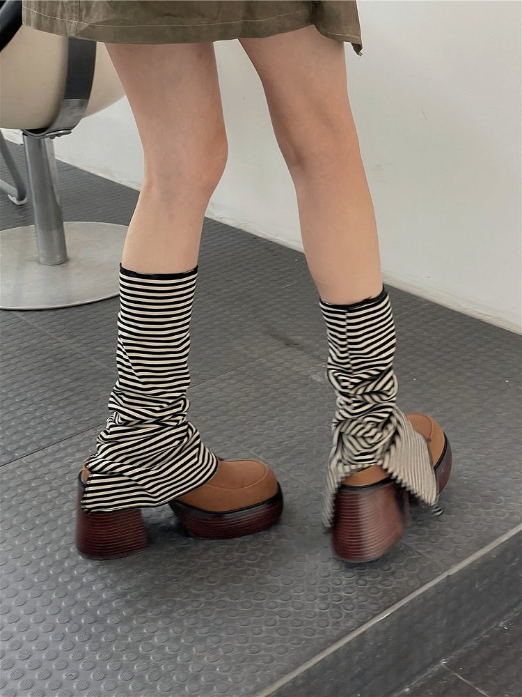 6 Color Options Striped Pattern Split Leg Warmers