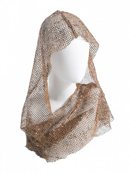 Sand Brown Mesh Fabric Wasteland Punk Hood