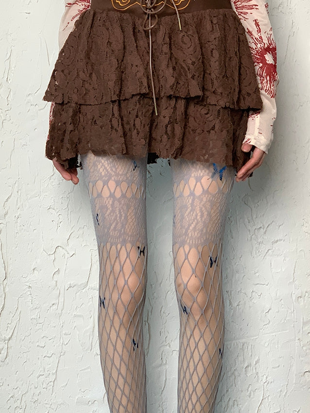 Nude Y2K Butterfly Print Tights