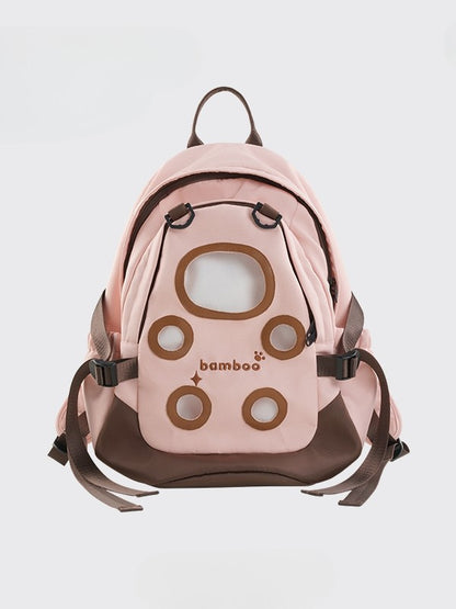 Pink&Brown Cut-out Design Backpack