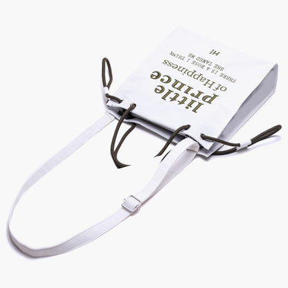 Chic White & Green Alphabet Embroidery Tote Bag with Zipper Closure And Drawstring Strap