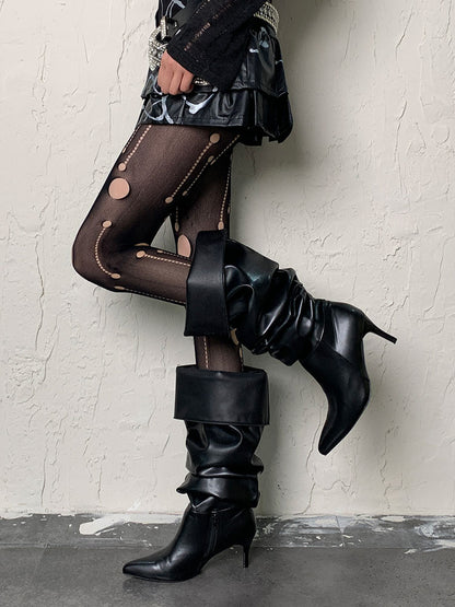 Black Gothic Cut-out Asymmetrical Design Tights