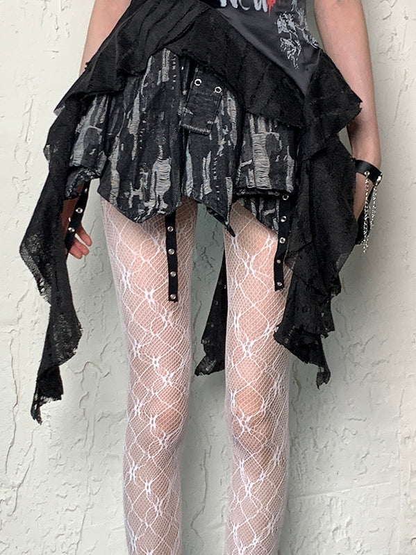 White Y2K Semi-sheer Hollow-out Design Tights